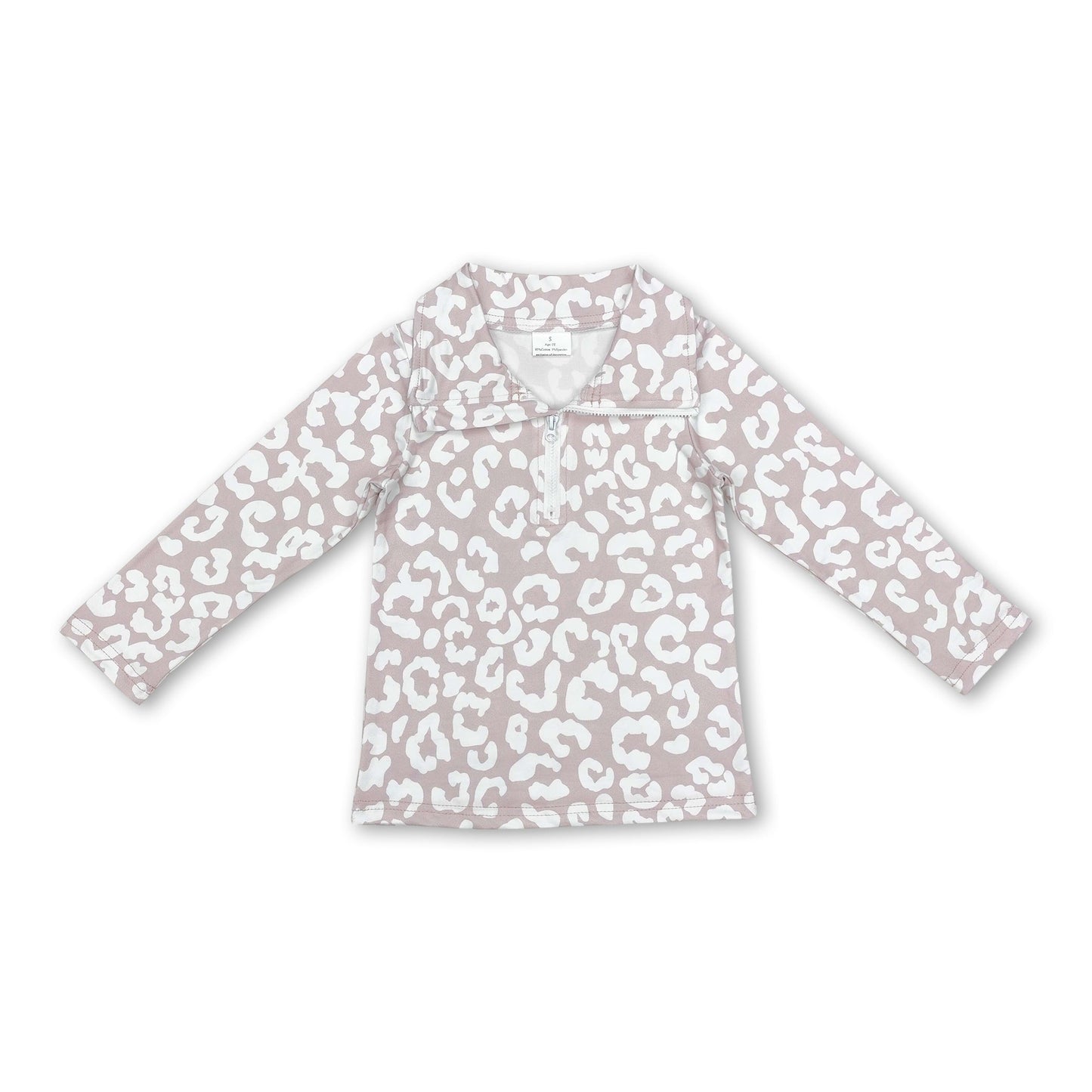Langarm Leopardenmuster Reißverschluss Baby-Mädchen Pullover