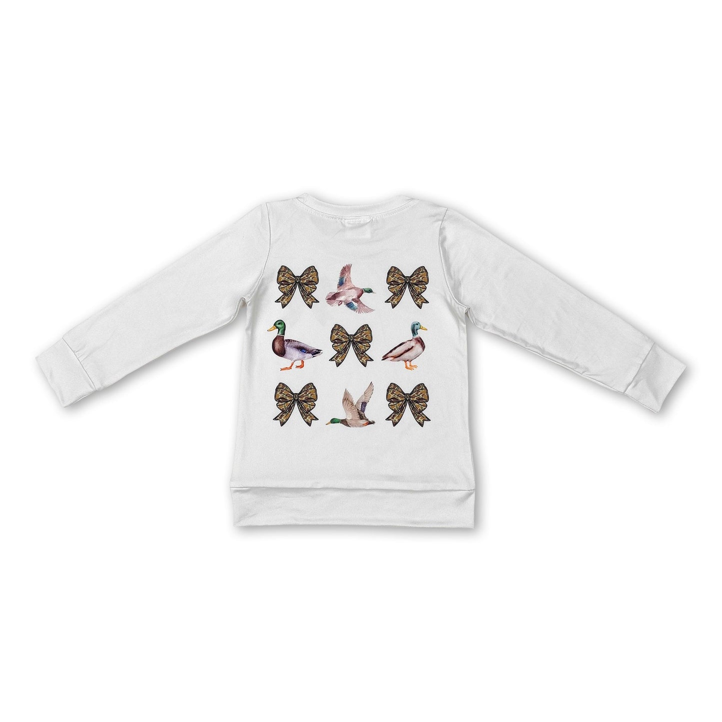 Langarm-Shirt für Mädchen mit Enten-Tarnmuster und Schleife