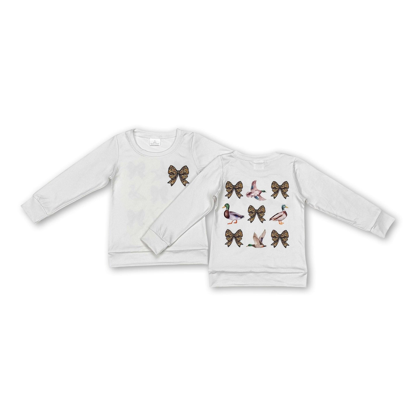 Langarm-Shirt für Mädchen mit Enten-Tarnmuster und Schleife