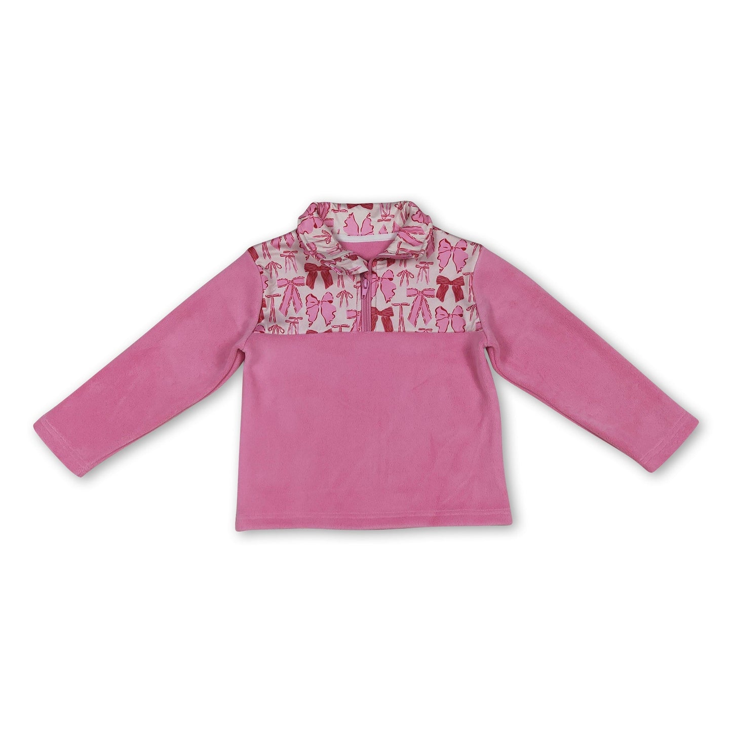 Rosa Schleife Langarm Kinder Mädchen Winter Reißverschluss Pullover