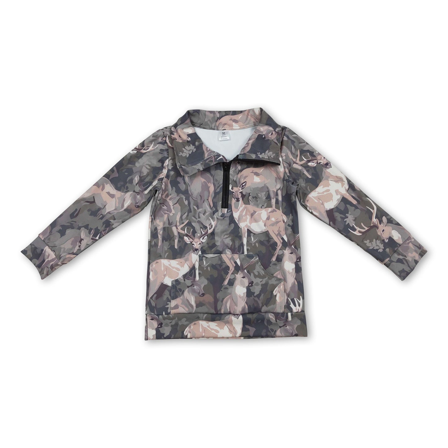 Langärmeliger Reißverschluss-Pullover für Babys und Kinder zur Hirschjagd