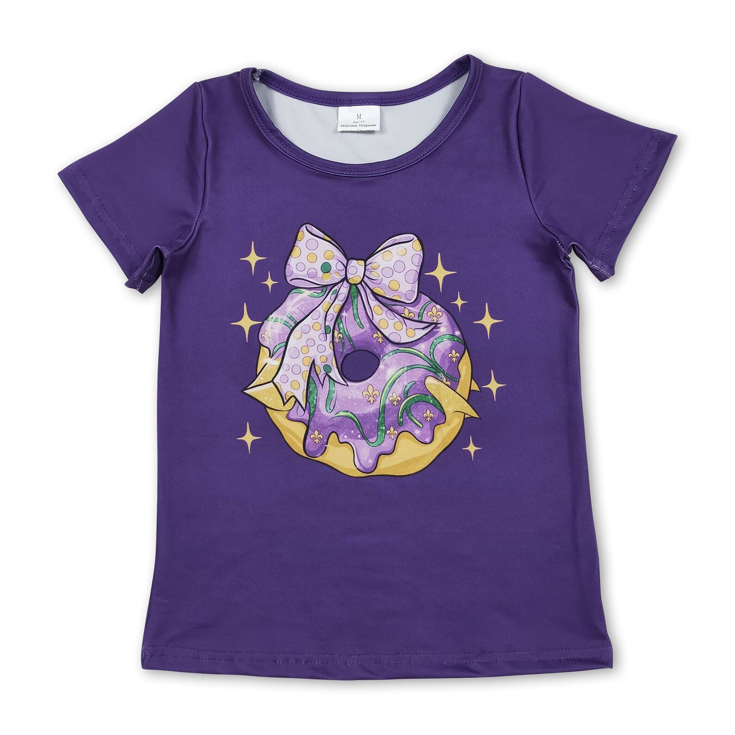 Kurzarm lila Schleife Donut Kinder Mädchen Sommer-Top