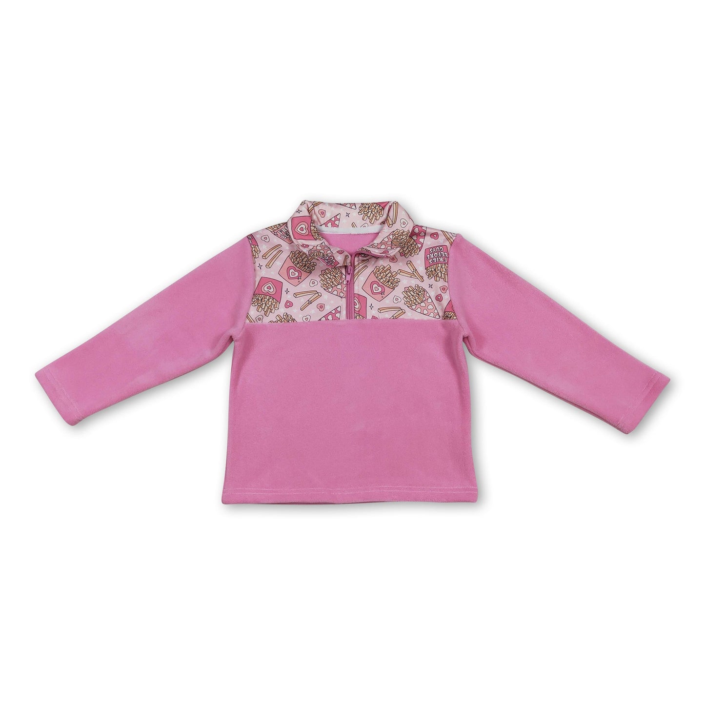 Rosa Pommes Langarm Kinder Mädchen Valentinstag Reißverschluss Pullover