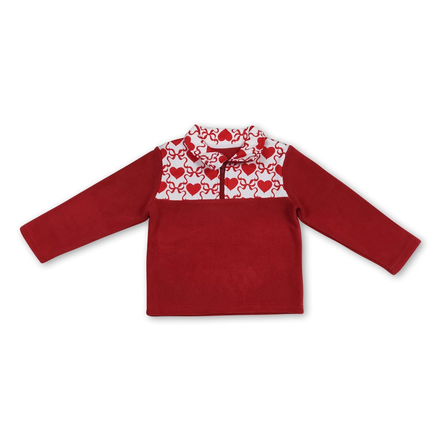 Rotes Herz Schleife Kinder Mädchen Valentinstag Reißverschluss Pullover
