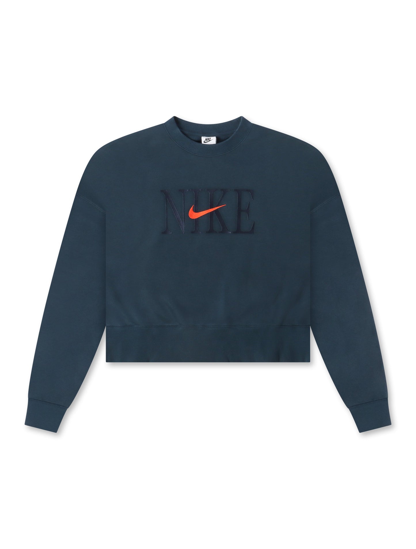 Nike Phoenix Fleece Kurz geschnittene Rundhals-Sweatshirt für Damen – Marineblau