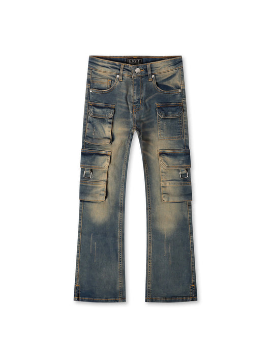 Exit Apparel Stacked Cargo Jeans - Blue