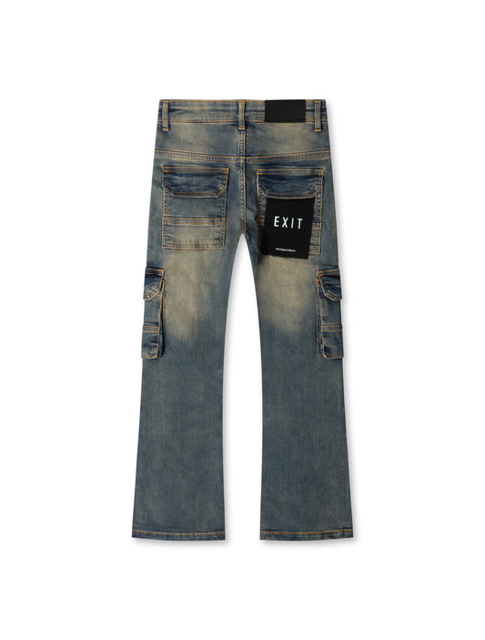 Exit Apparel Stacked Cargo Jeans - Blue