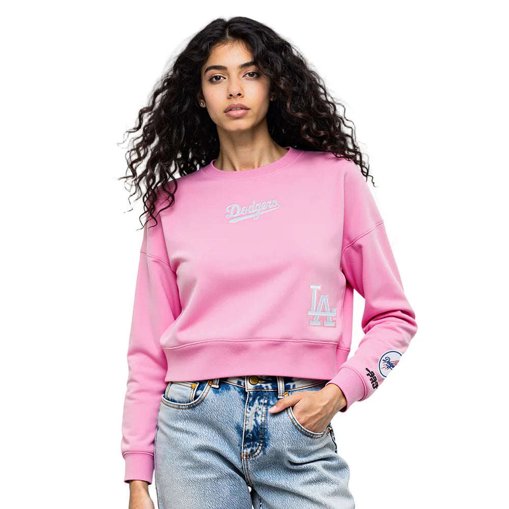 Pro Standard Damen LA Dodgers Cropped Wingspan Rundhalsshirt – Rosa