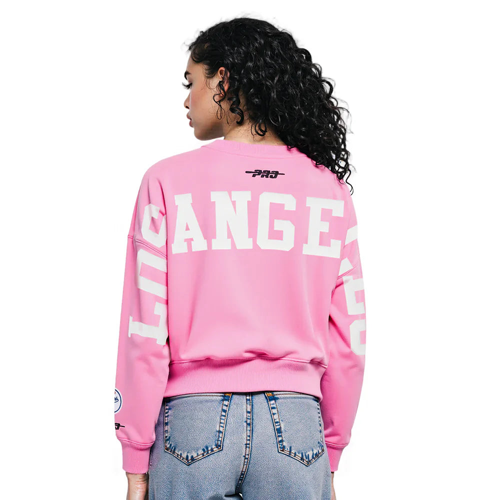 Pro Standard Damen LA Dodgers Cropped Wingspan Rundhalsshirt – Rosa