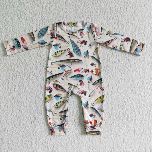 Baby Strampler langarm mit Fischmuster