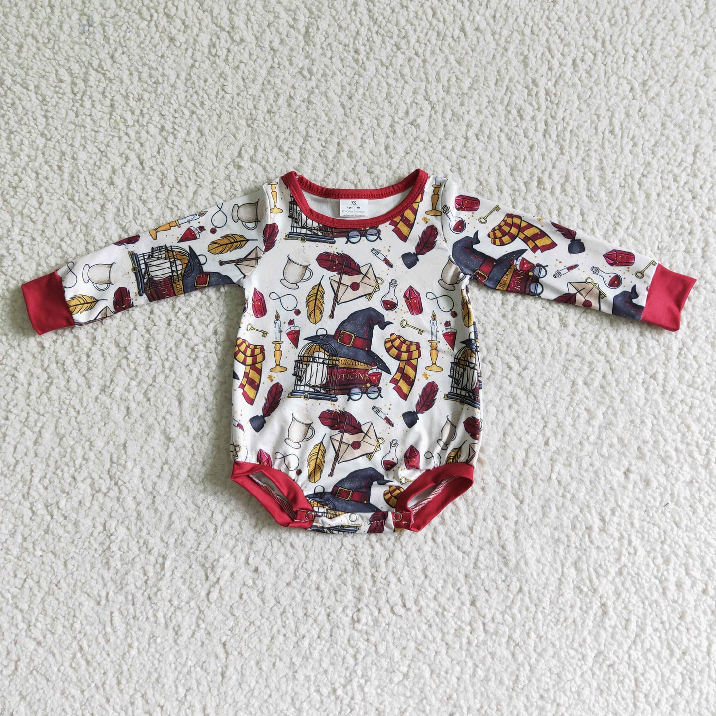 Cute magic long sleeve baby girls fall romper