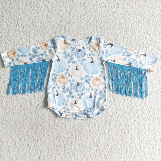 Langärmliger Baby-Strampler mit Quasten und Kürbismotiv für Mädchen