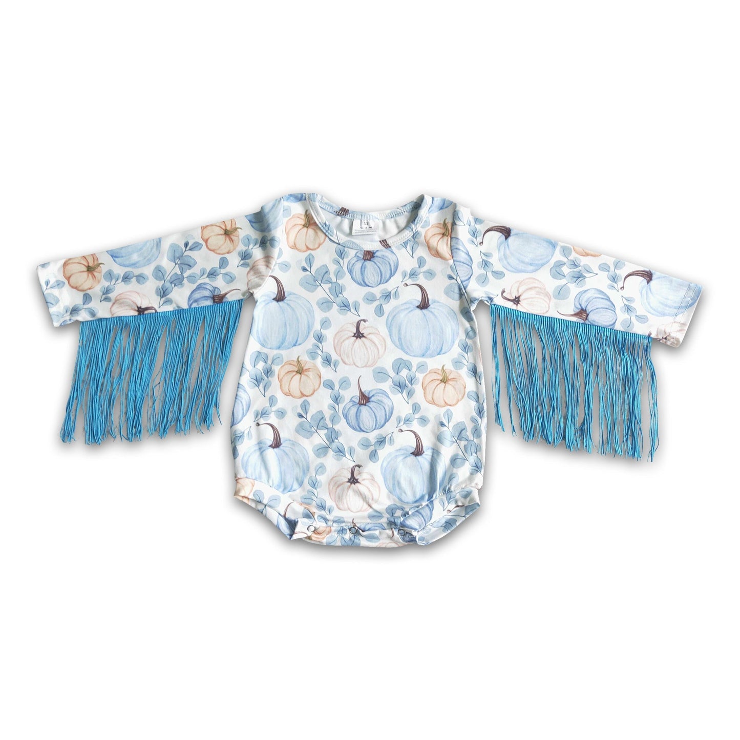 Langärmliger Baby-Strampler mit Quasten und Kürbismotiv für Mädchen