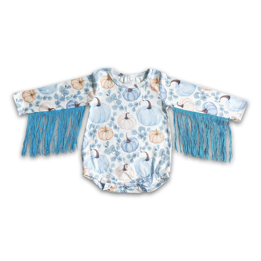 Langärmliger Baby-Strampler mit Quasten und Kürbismotiv für Mädchen