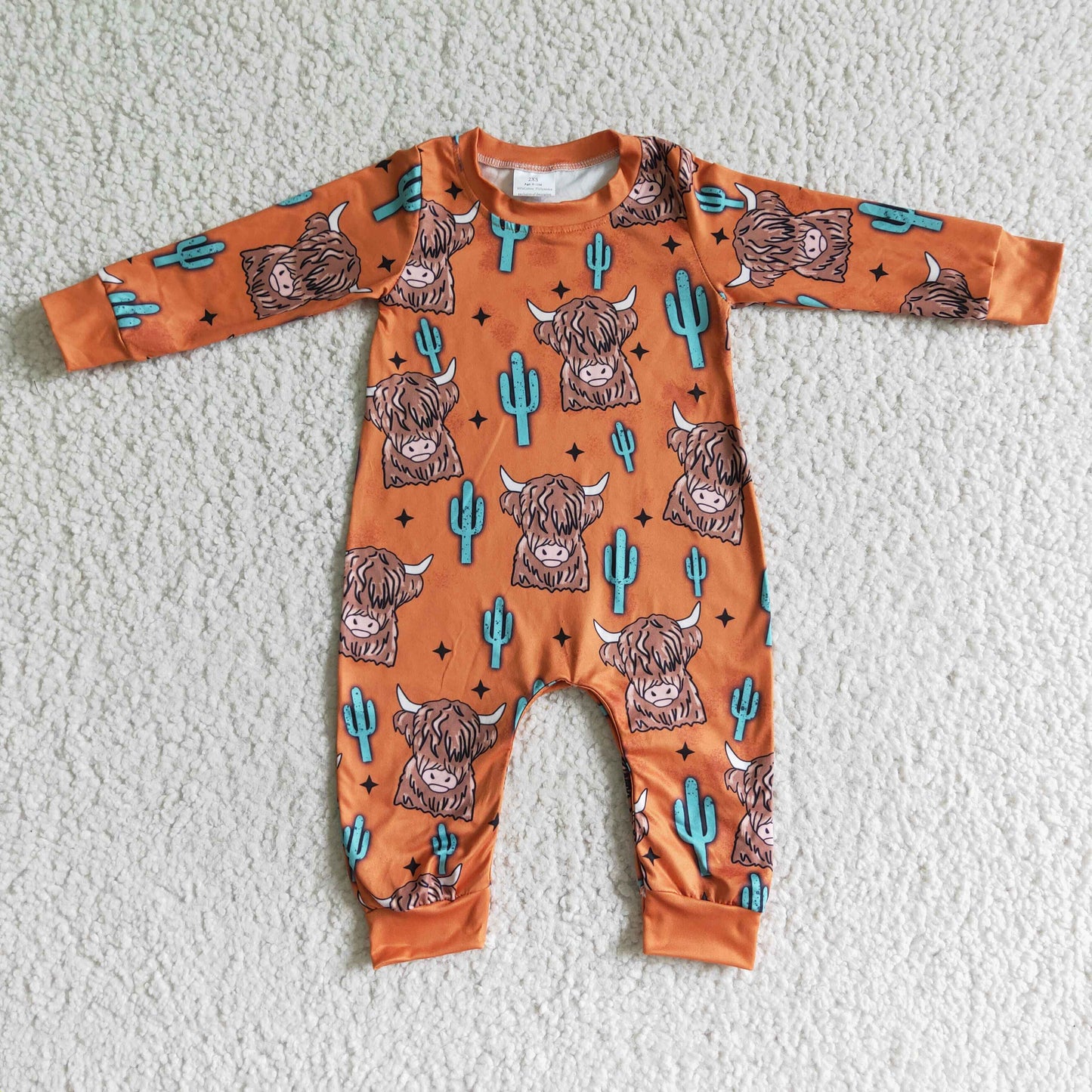 Hochlandrind Kaktus Langarm braun Baby Strampler für Jungen