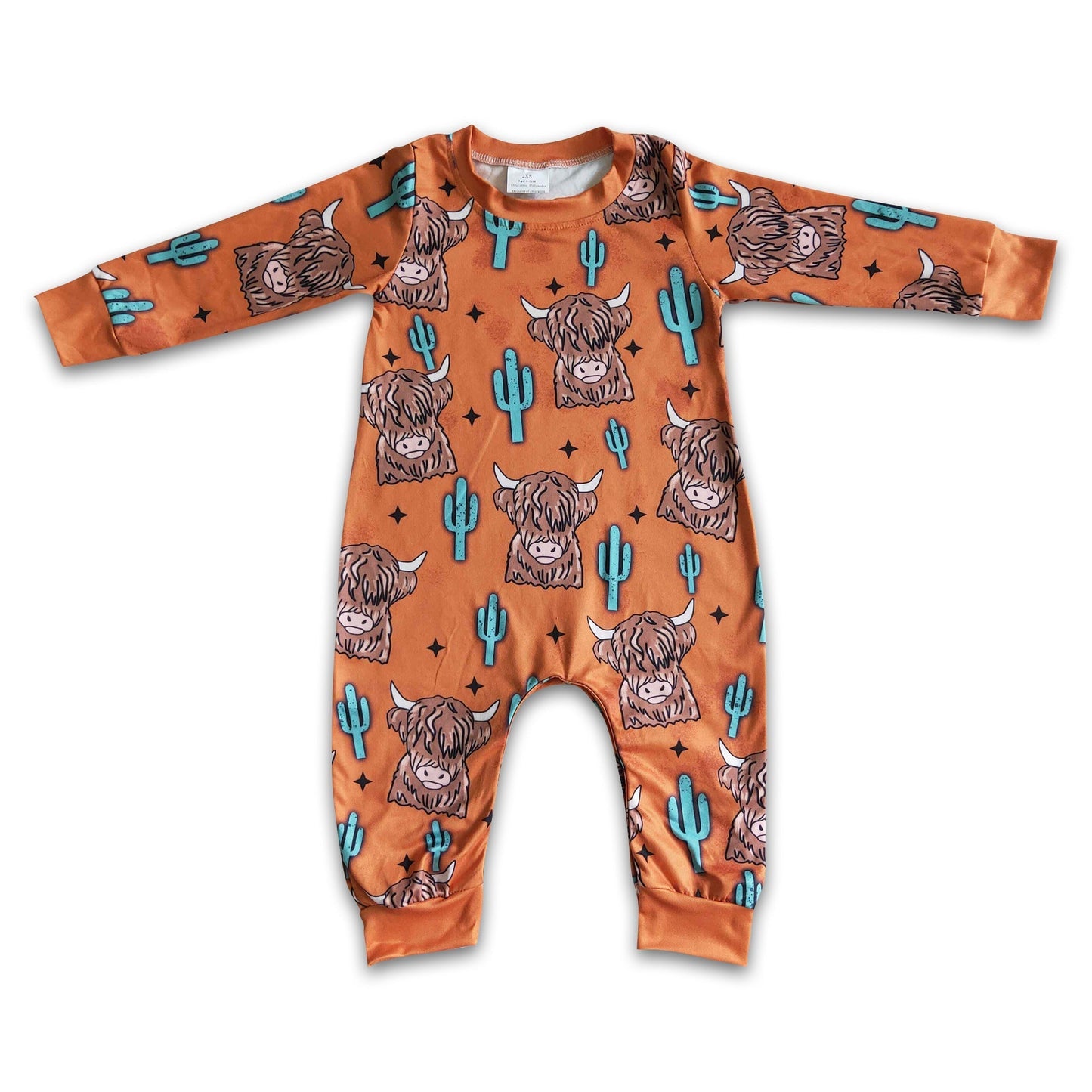 Hochlandrind Kaktus Langarm braun Baby Strampler für Jungen