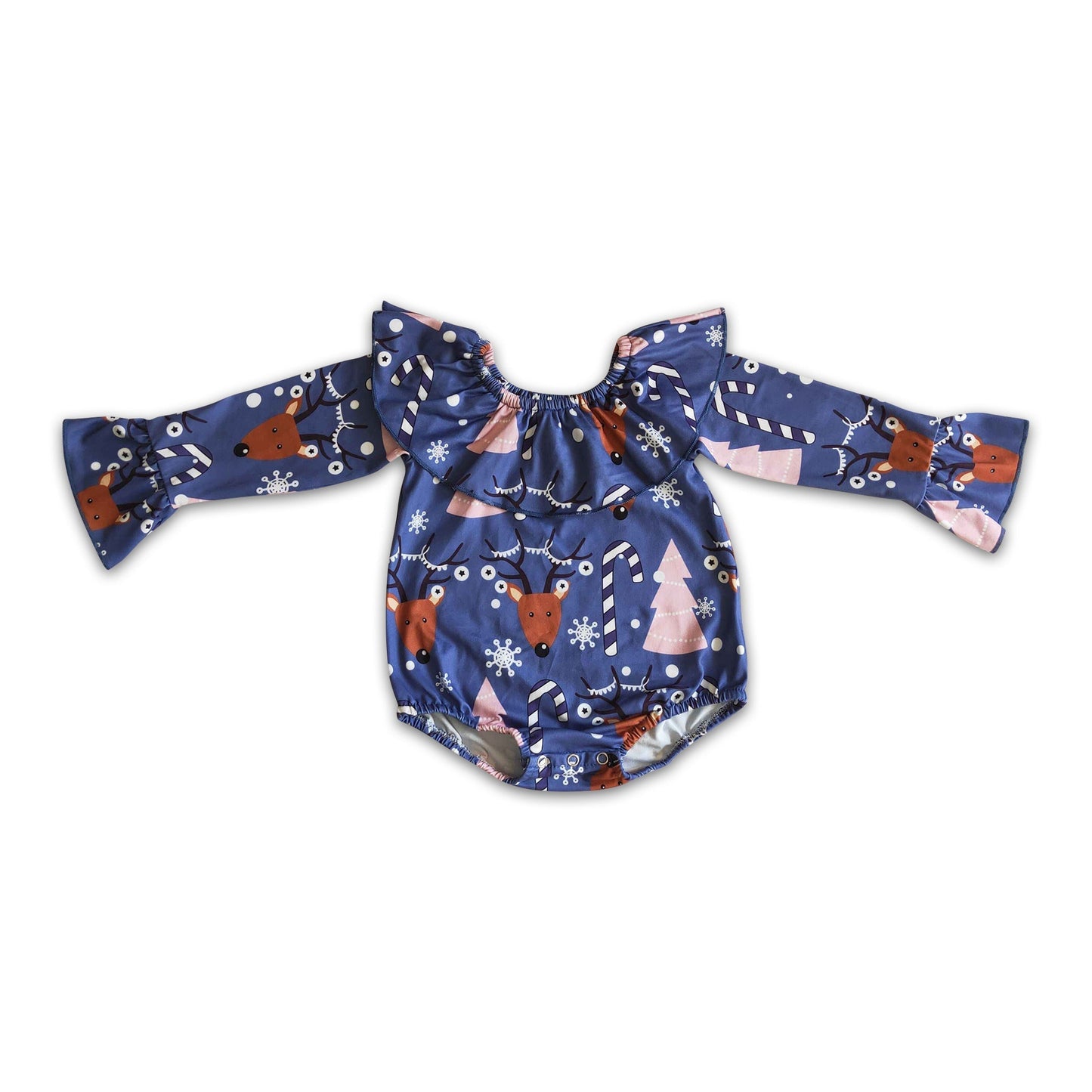 Hirschbaumdruck Langarm Strampler für Baby Mädchen zu Weihnachten