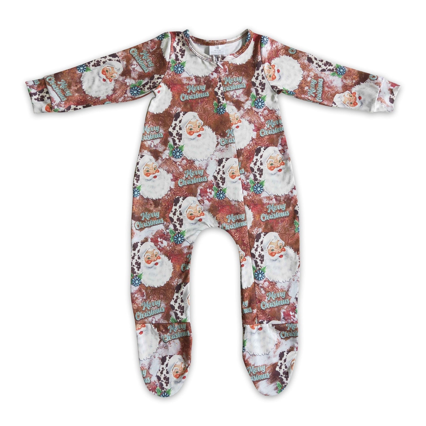 Kuh Türkis Weihnachtsmann Baby Weihnachts-Overall mit Reißverschluss und Füßen