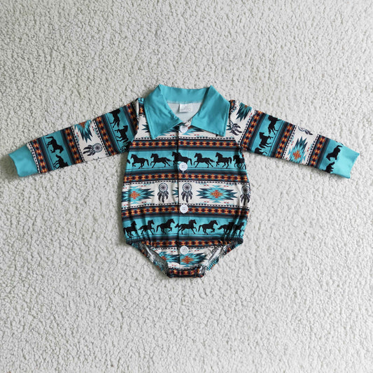 Strampler mit Pferde-Azteken-Muster für Baby-Jungen im Westernstil