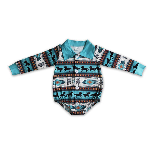 Strampler mit Pferde-Azteken-Muster für Baby-Jungen im Westernstil