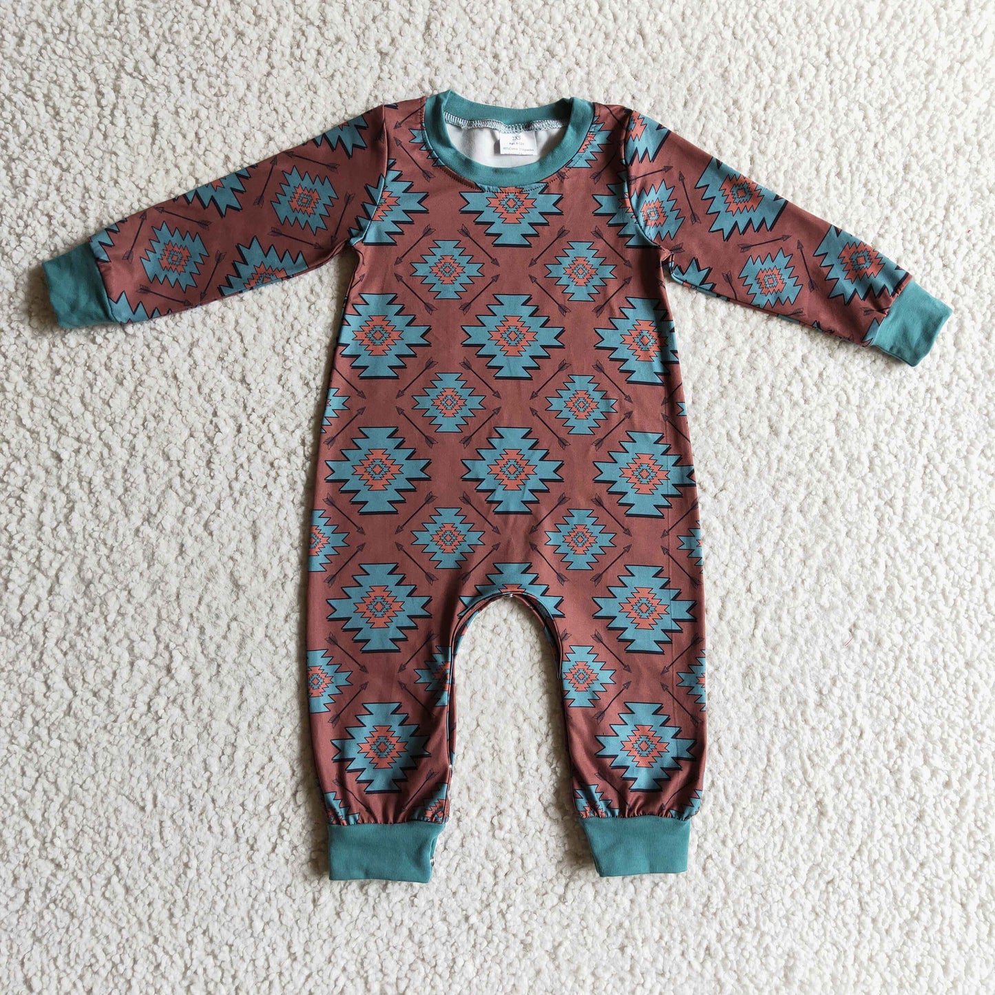 Pfeil Türkis Azteken Langarm Strampler für Baby-Jungen im Western-Stil