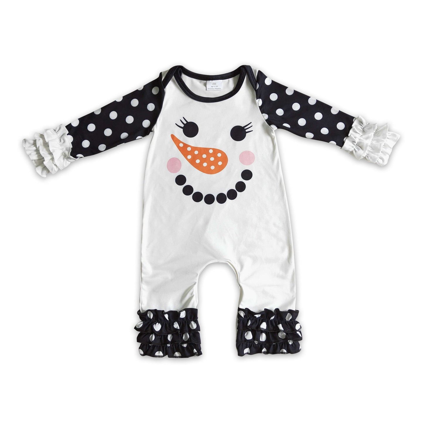 Schneeanzug Strampler für Baby-Mädchen, schwarz, gepunktet