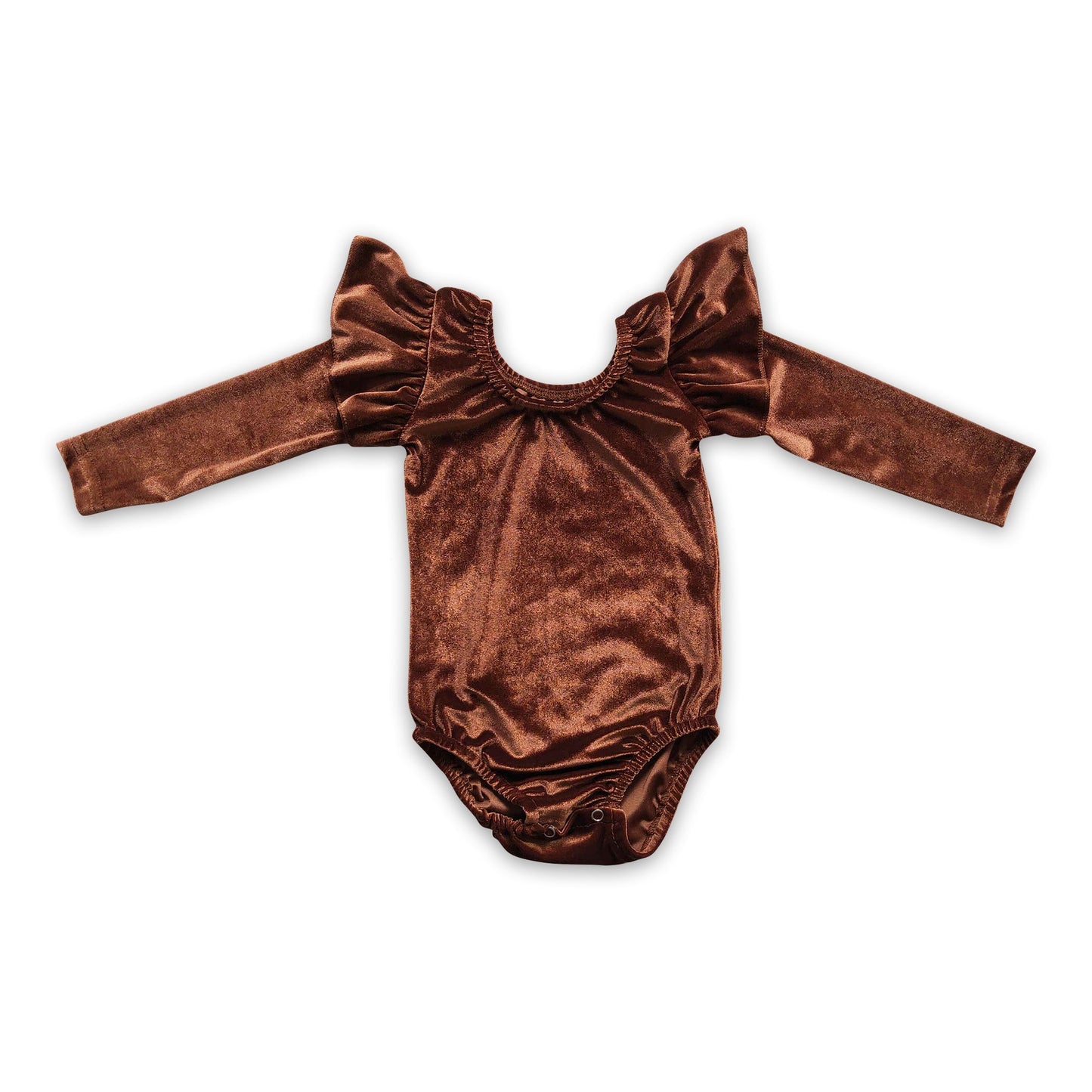 Brauner Samt-Langarm-Strampler für Baby-Mädchen, Trikot