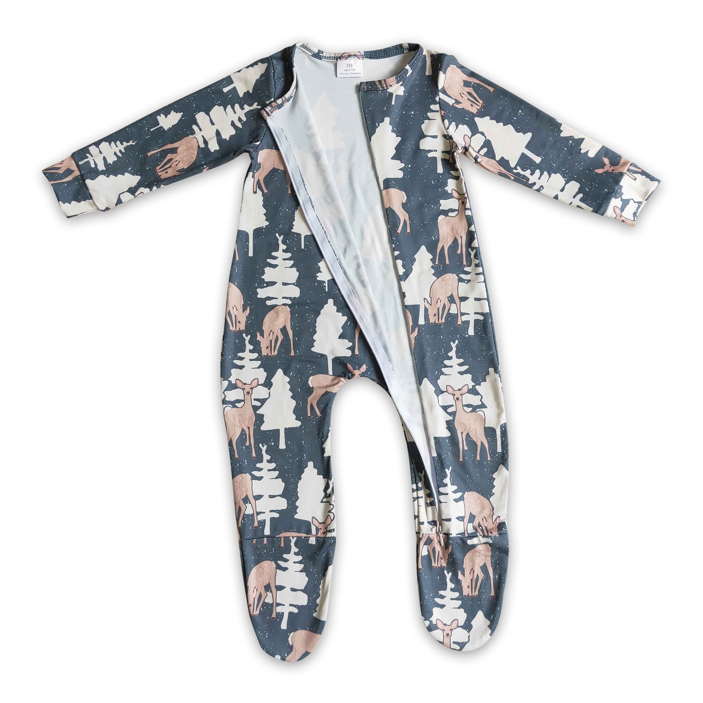 Hirsch Weihnachtsbaum Baby Kinder Overall mit Fuß und Reißverschluss