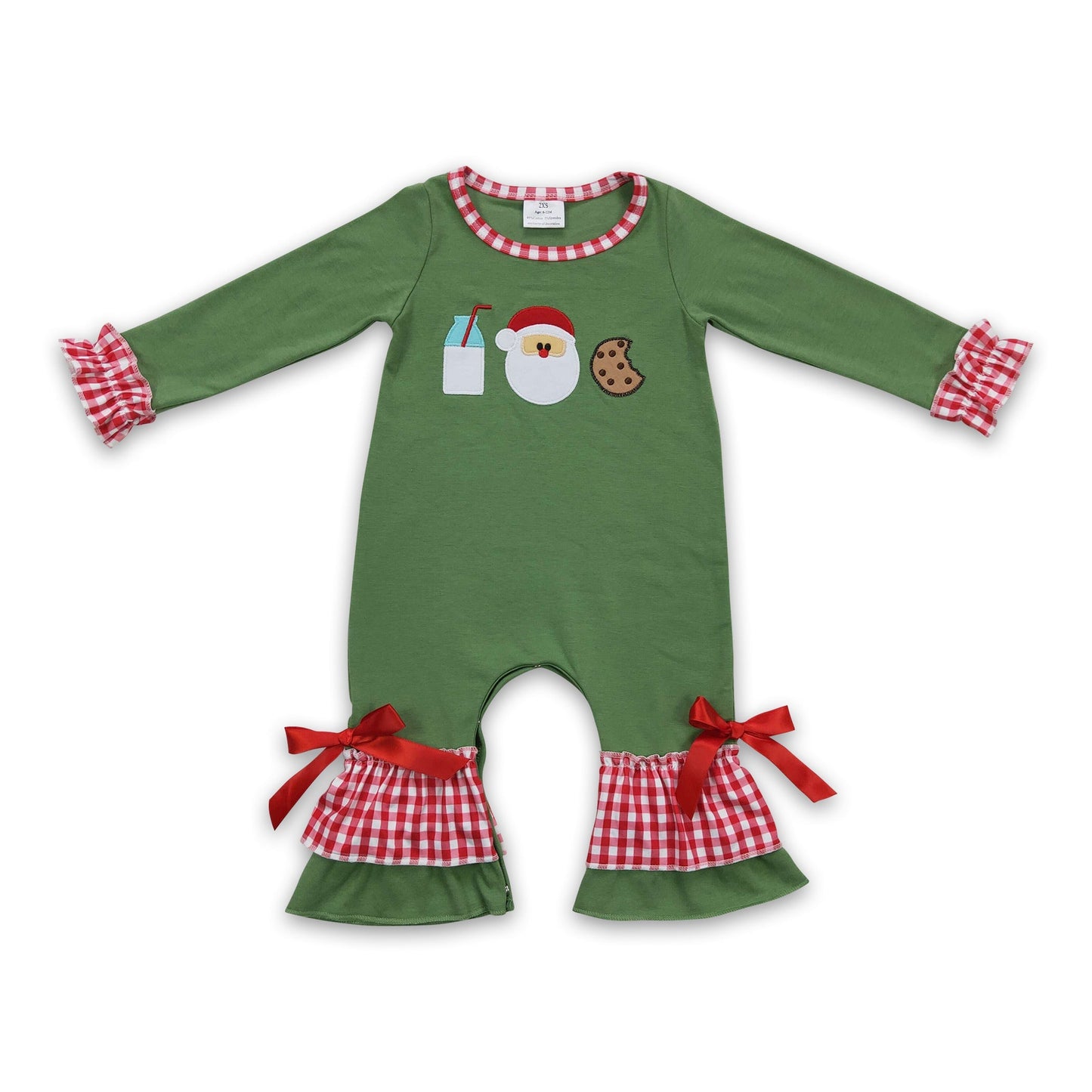 Milch-Weihnachtsmann-Keks-Stickerei Baby Mädchen Weihnachts-Strampler
