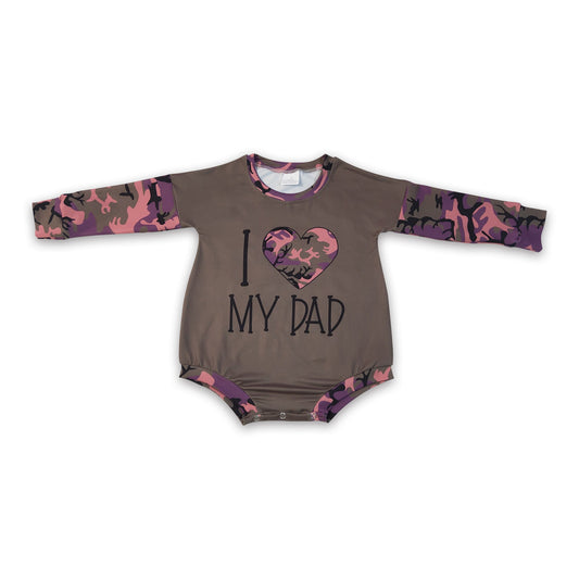 Ich liebe meinen Papa Camo Langarm-Strampler für Baby-Mädchen
