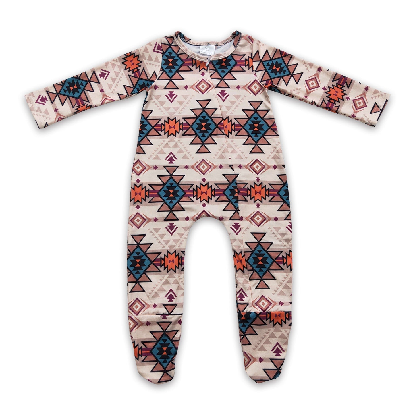 Aztekische Baby-Western-Overall mit Reißverschluss und Füßen