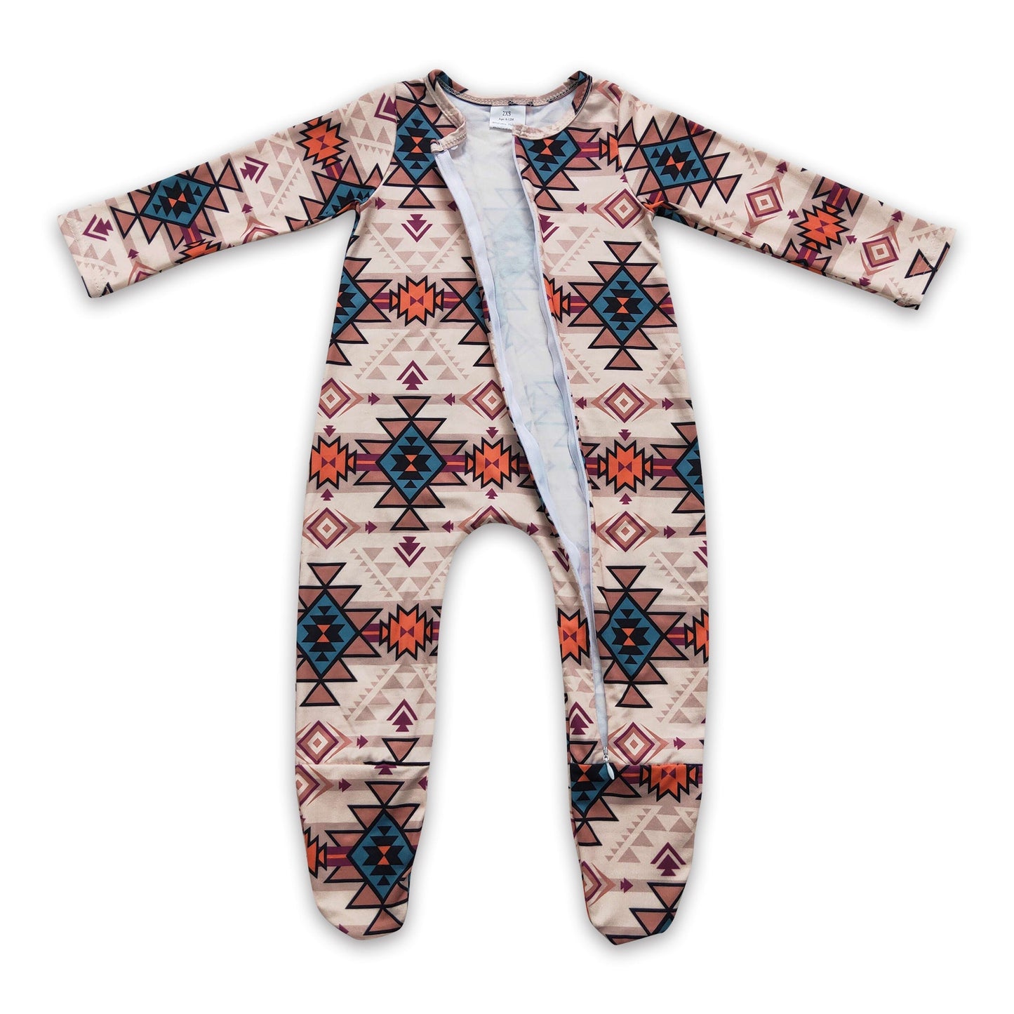 Aztekische Baby-Western-Overall mit Reißverschluss und Füßen