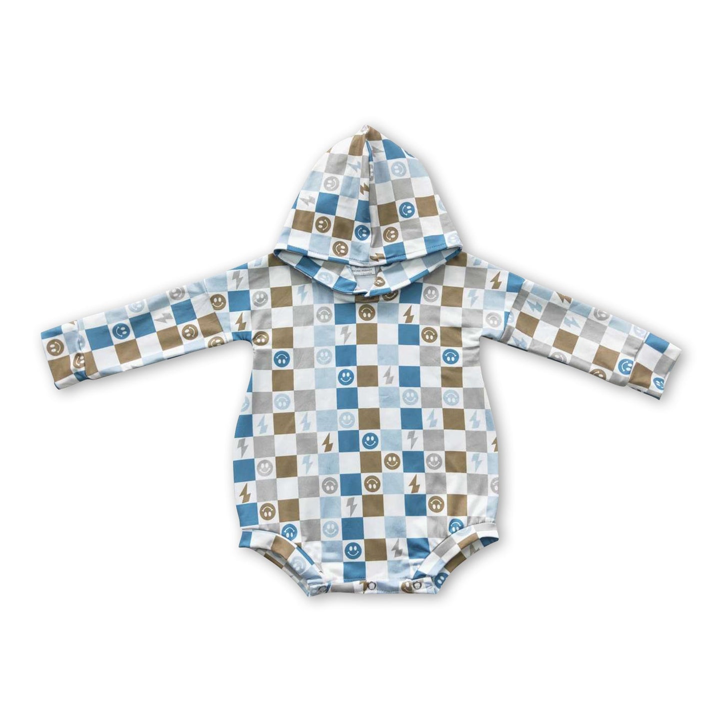Lässig-karierter Strampler mit Kapuze und langen Ärmeln für Babys und Kleinkinder, Herbst