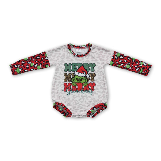 Grüner Weihnachts-Leoparden-Strampler für Babymädchen