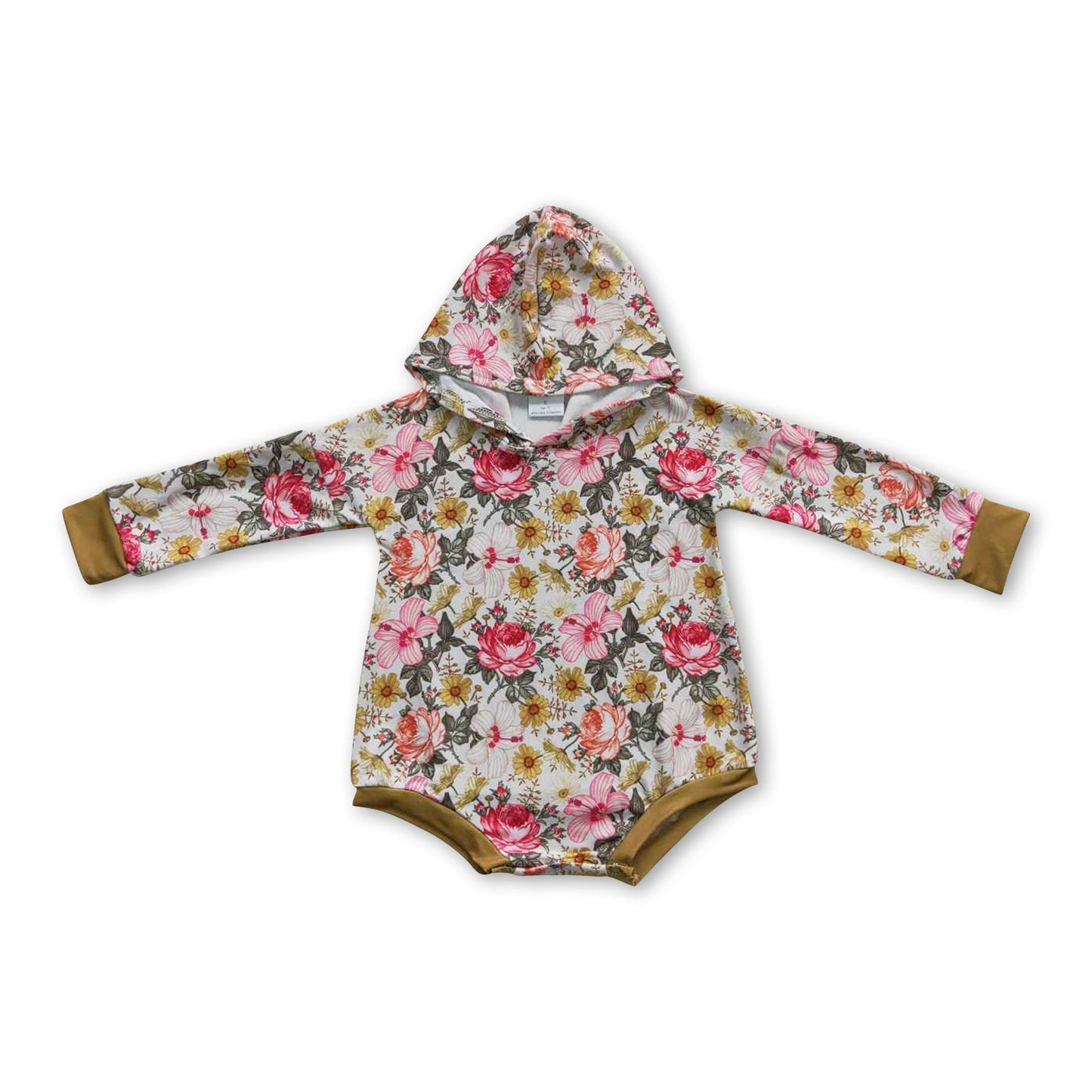 Langarm-Blumen-Kapuzen-Strampler für Baby-Mädchen, Herbst