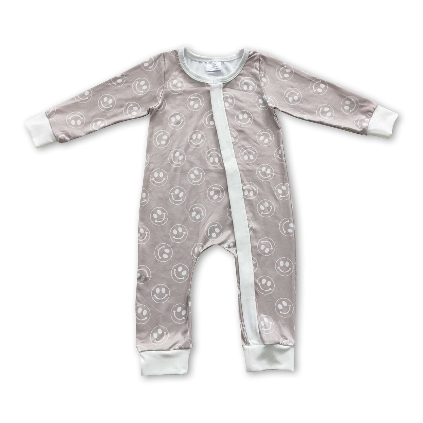 Lächel-Strampler mit langen Ärmeln und Reißverschluss für Babys und Kinder