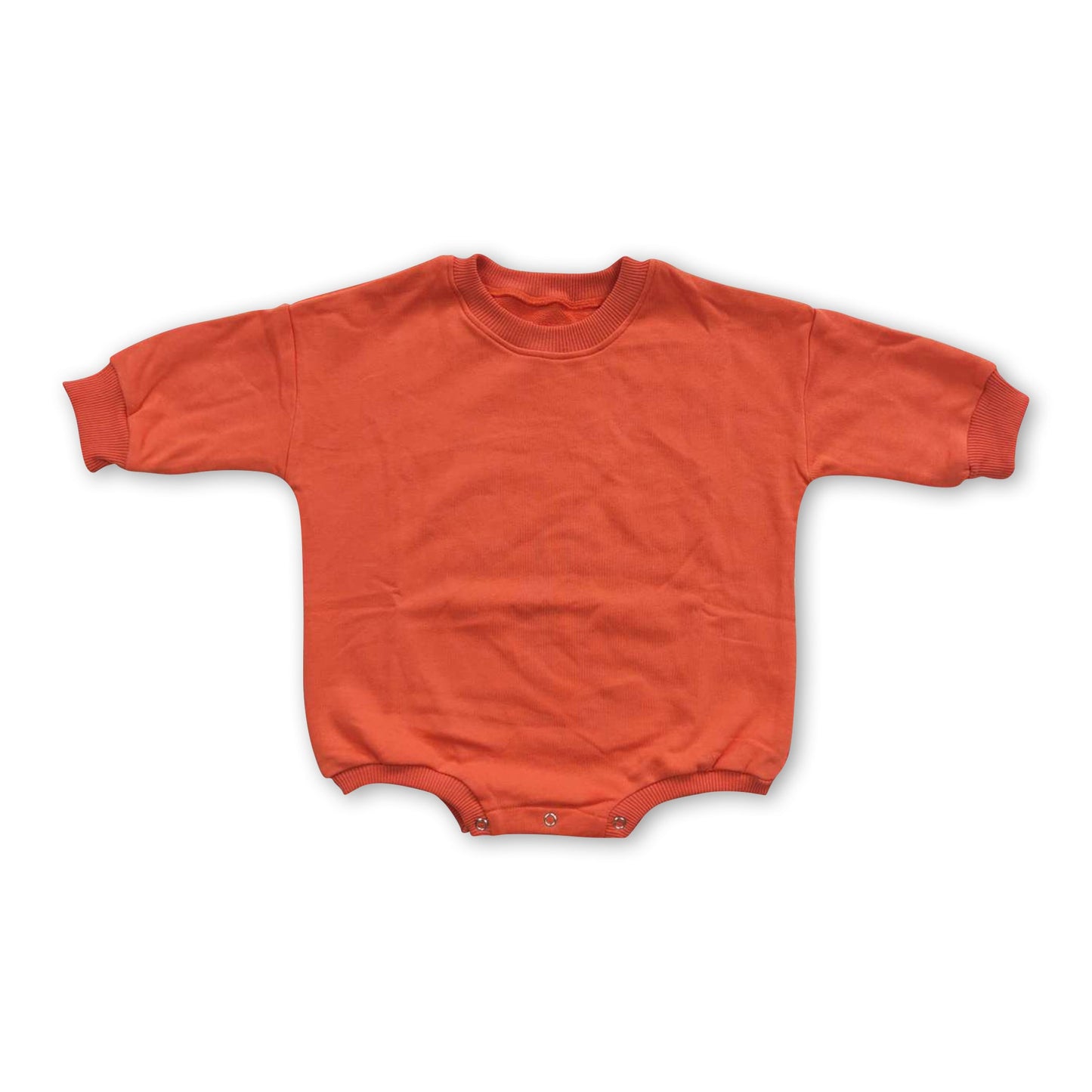 Orangefarbener Baumwoll-Sweat-Strampler für Babys und Kinder mit langen Ärmeln