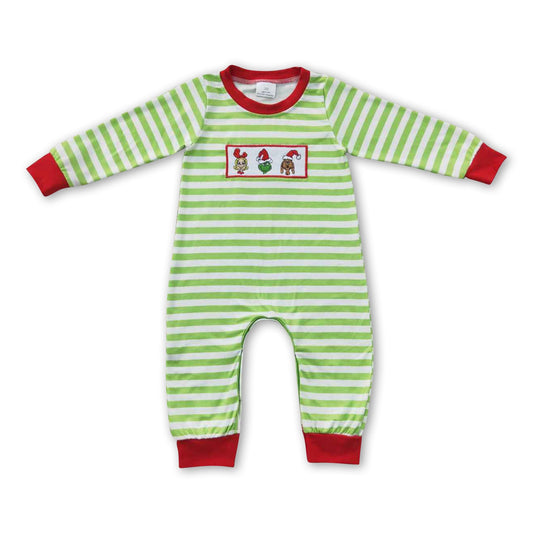 Grüner Strampler mit Tupfen und langen Ärmeln für Babyjungen zu Weihnachten