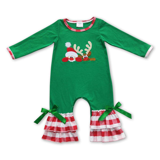 Grüner Hirsch Rüschen Strampler für Baby Mädchen Weihnachten