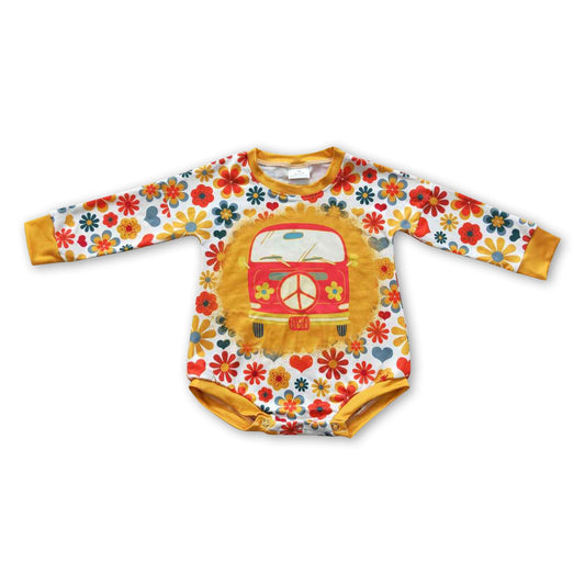 Grooviger Blumen-Langarm-Strampler für Baby-Mädchen