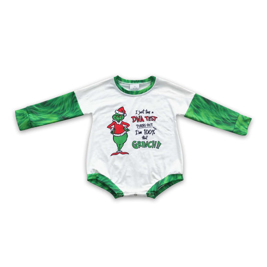 Grüner Gesichtstest Langarm Baby Mädchen Weihnachts-Strampler