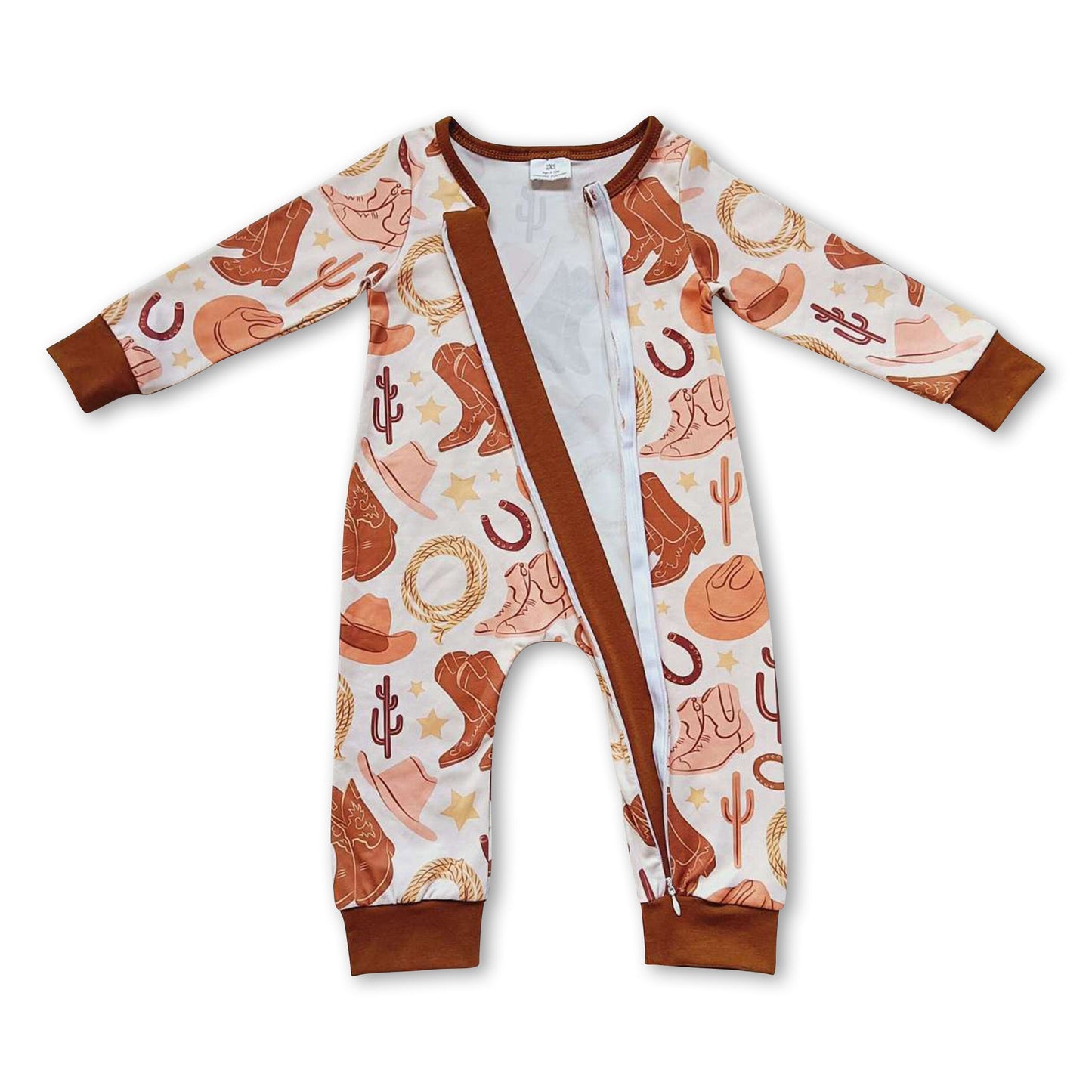 Stiefel Hut Kaktus Reißverschluss Baby Kinder Western Strampler