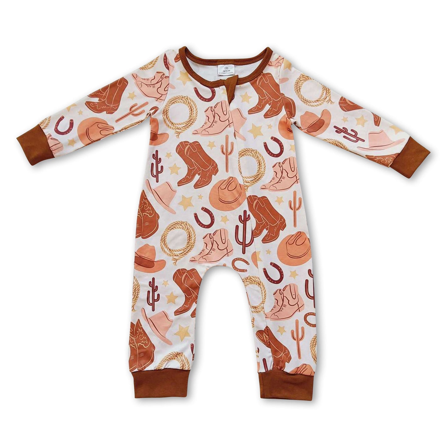 Stiefel Hut Kaktus Reißverschluss Baby Kinder Western Strampler