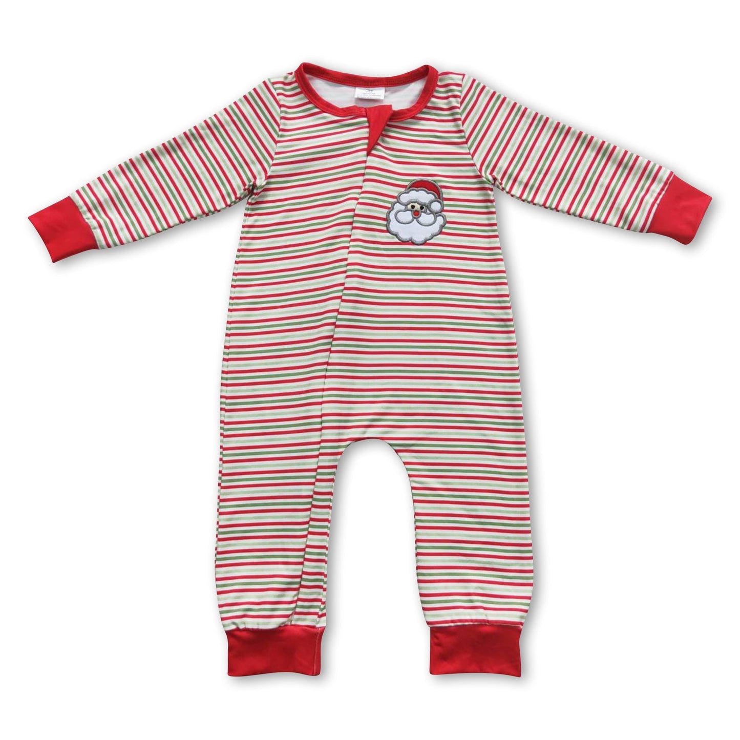 Weihnachtsstrampler für Babys mit Reißverschluss, rot-grün gestreift