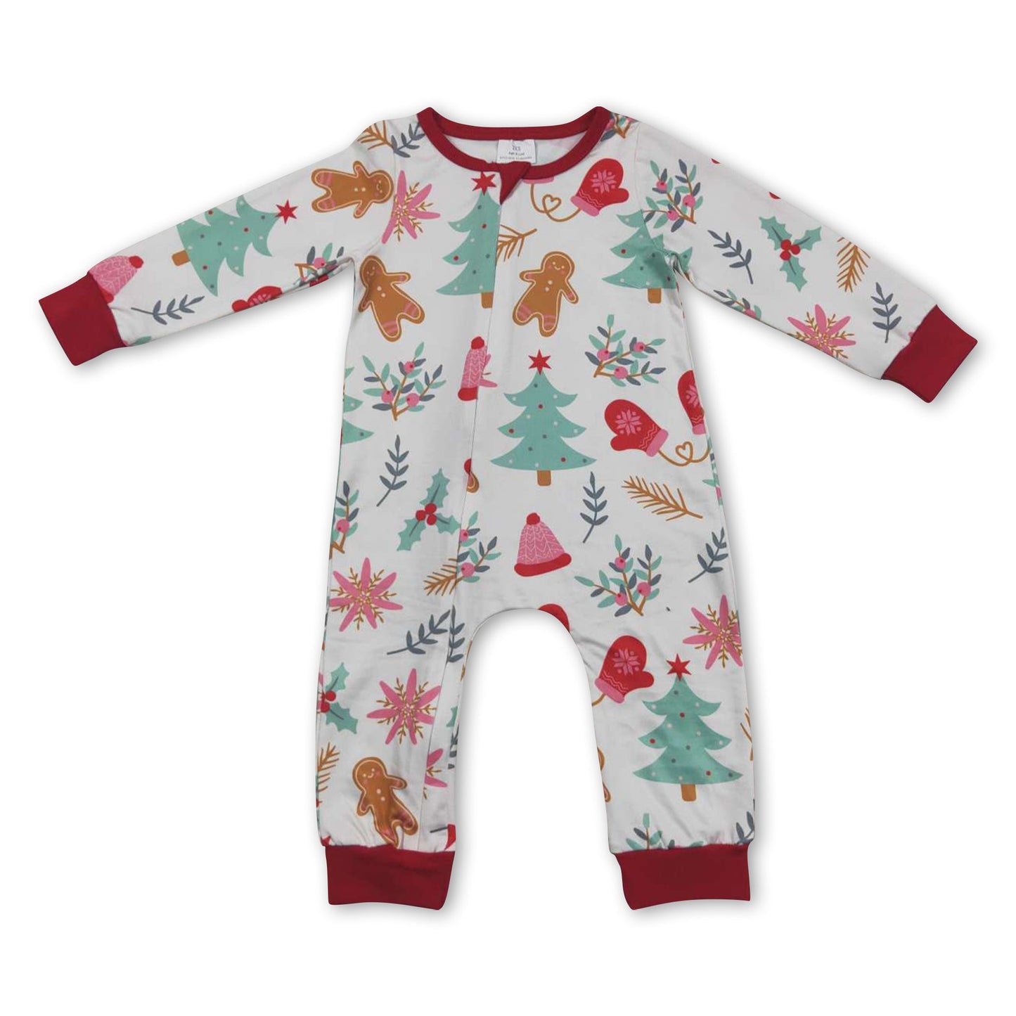 Lebkuchen-Weihnachtsbaum-Baby-Kinder-Strampler mit Reißverschluss