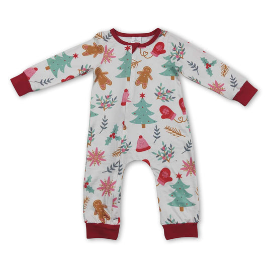 Lebkuchen-Weihnachtsbaum-Baby-Kinder-Strampler mit Reißverschluss