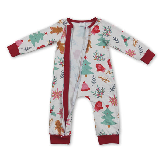 Lebkuchen-Weihnachtsbaum-Baby-Kinder-Strampler mit Reißverschluss