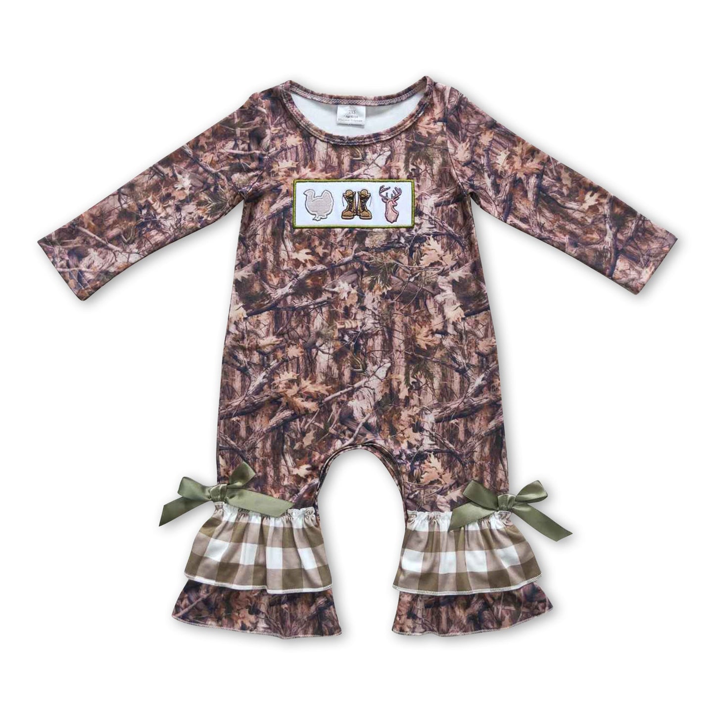 Langarm Camouflage Hirsch Rüschen Baby Strampler für Mädchen