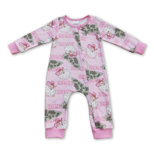 Hallo pinker Weihnachtsmann Weihnachtsbaum Baby-Strampler mit Reißverschluss