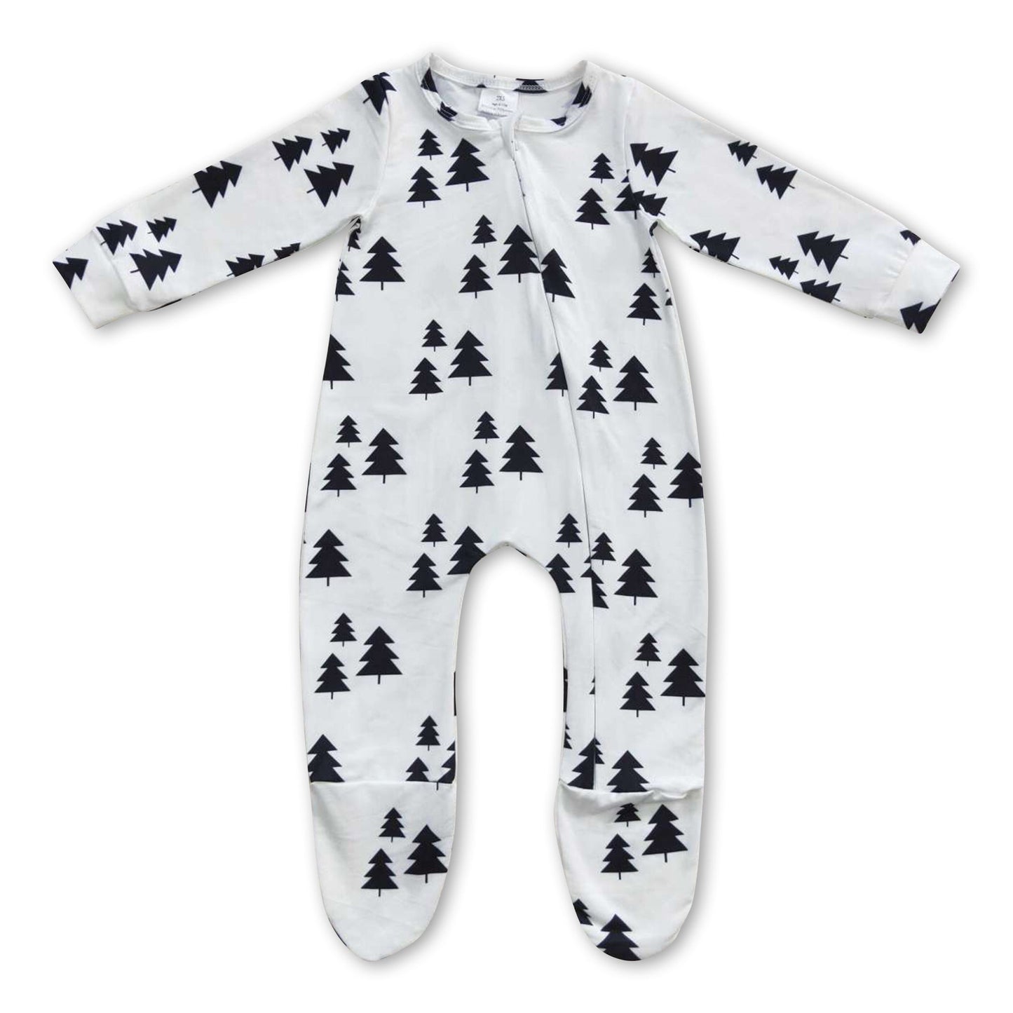Weihnachtsbaum Baby Mädchen Rüschen Strampler mit Füßen und Reißverschluss